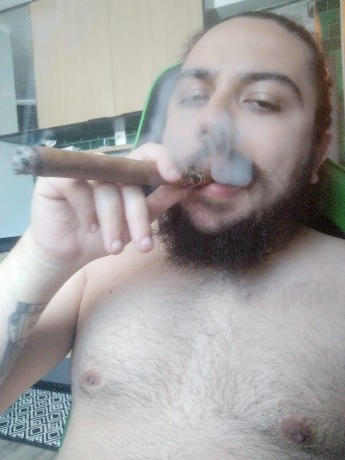 enjoying a brazilian long cigar